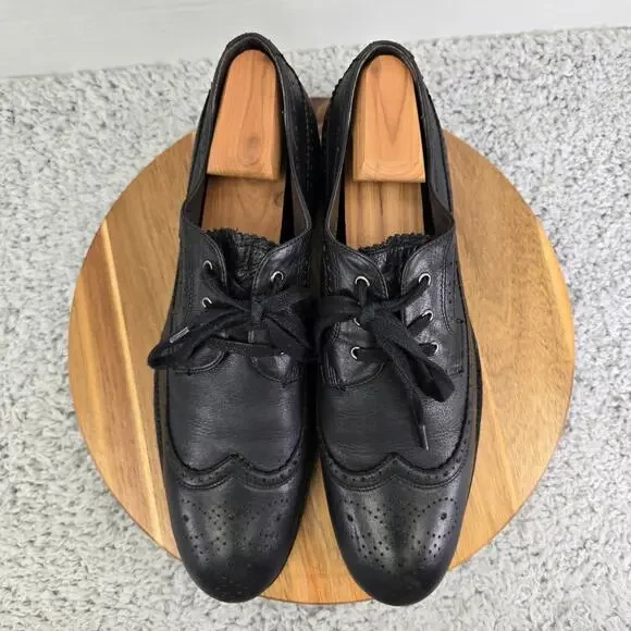 John Varvatos Star USA Black Long Wingtip Brogue Oxford Dress Shoe Mens 11.5
